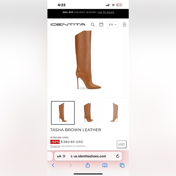 new in box - gorgeous Italian leather camel boot - Picture 2 of 5